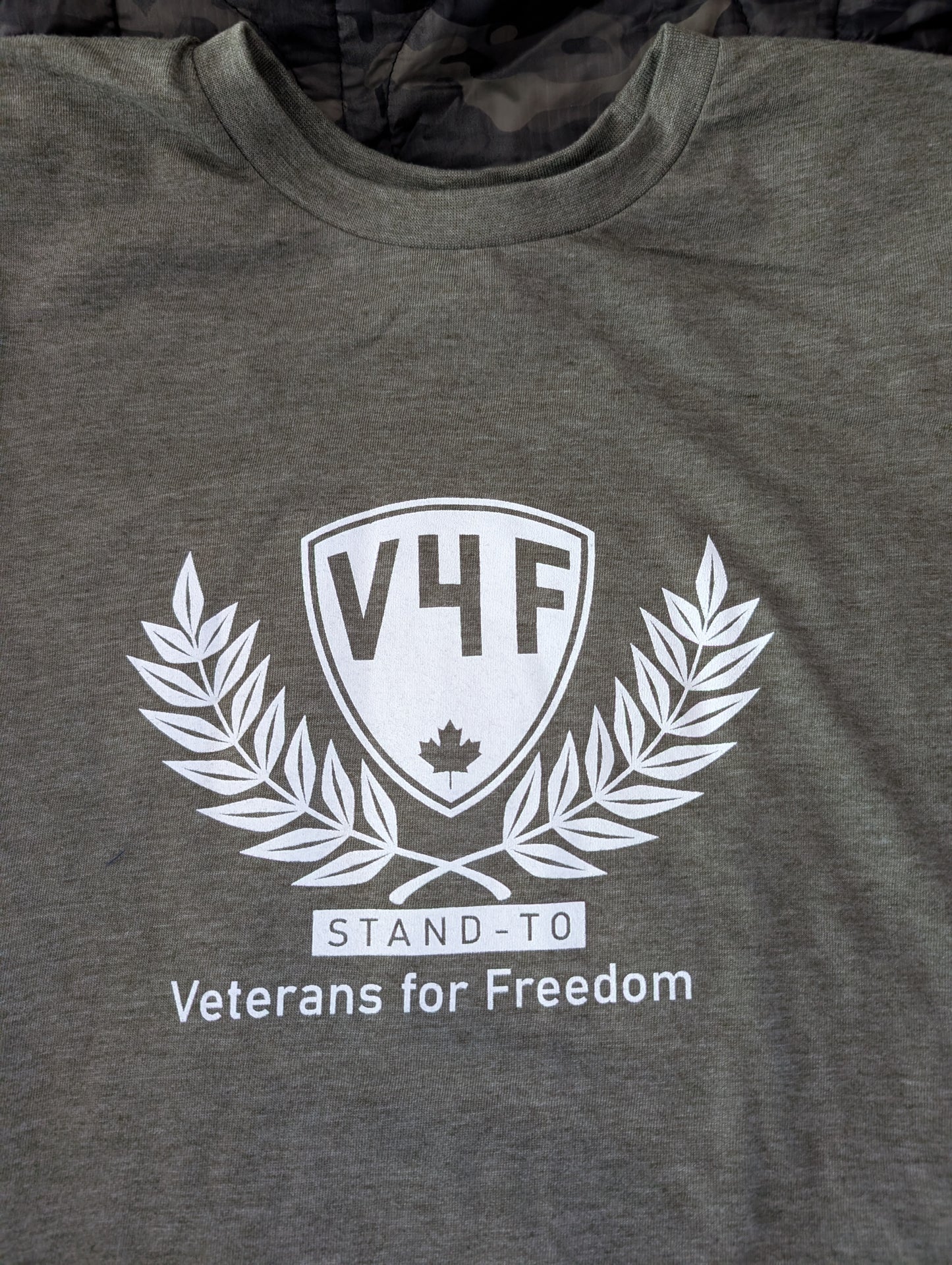 V4F T-Shirt Heather Military Green "Standing for Freedom"