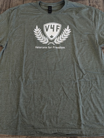 V4F T-Shirt Heather Military Green "Standing for Freedom"