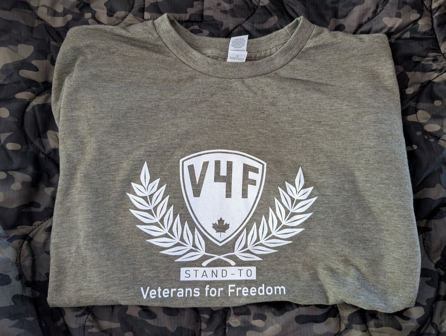 V4F T-Shirt Heather Military Green "Standing for Freedom"