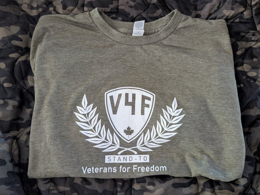 V4F T-Shirt Heather Military Green "Standing for Freedom"